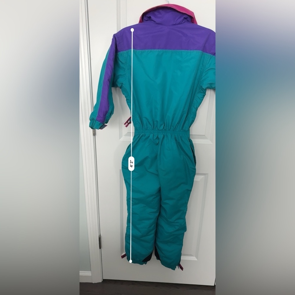 Columbia Vintage Full Zip One Piece Ski Suit Snow Bib Snowsuit Youth Medium - Picture 14 of 14
